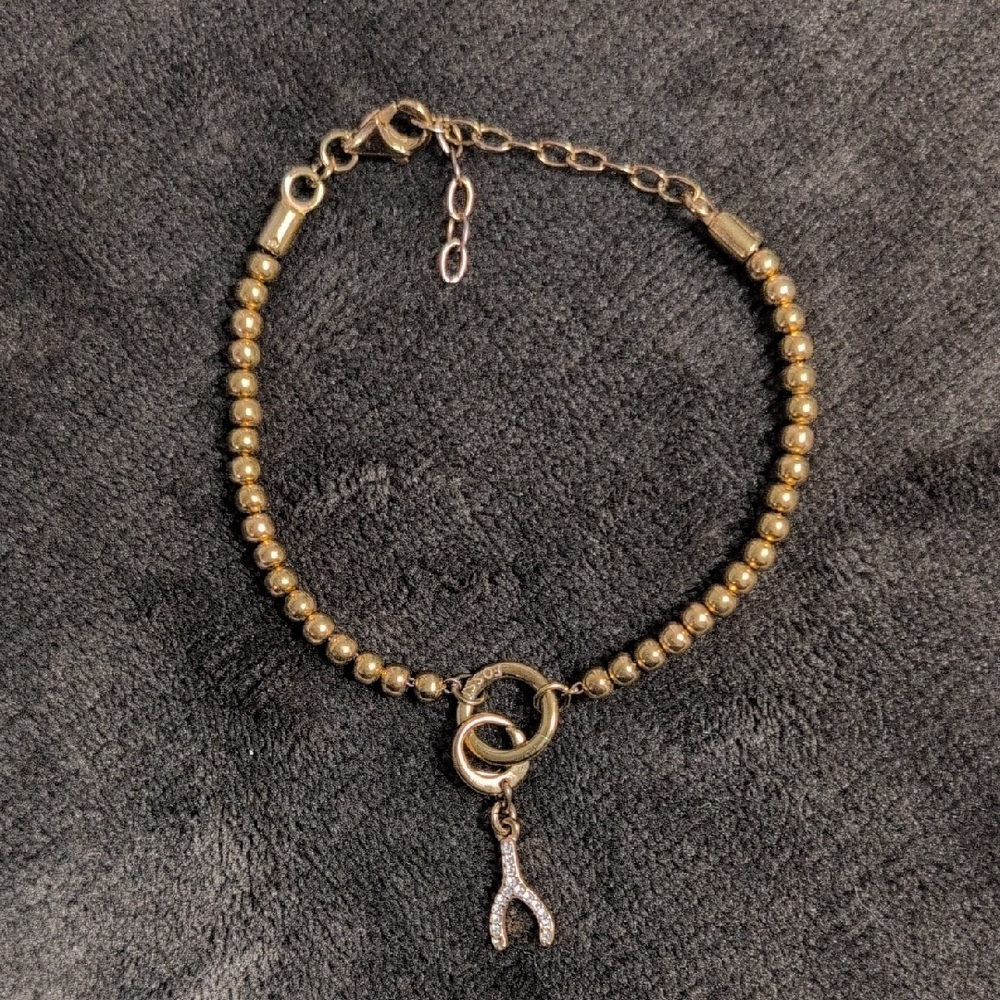 FOSSIL Gold Bead Charm Bracelet, Authentic - Picture 2 of 6